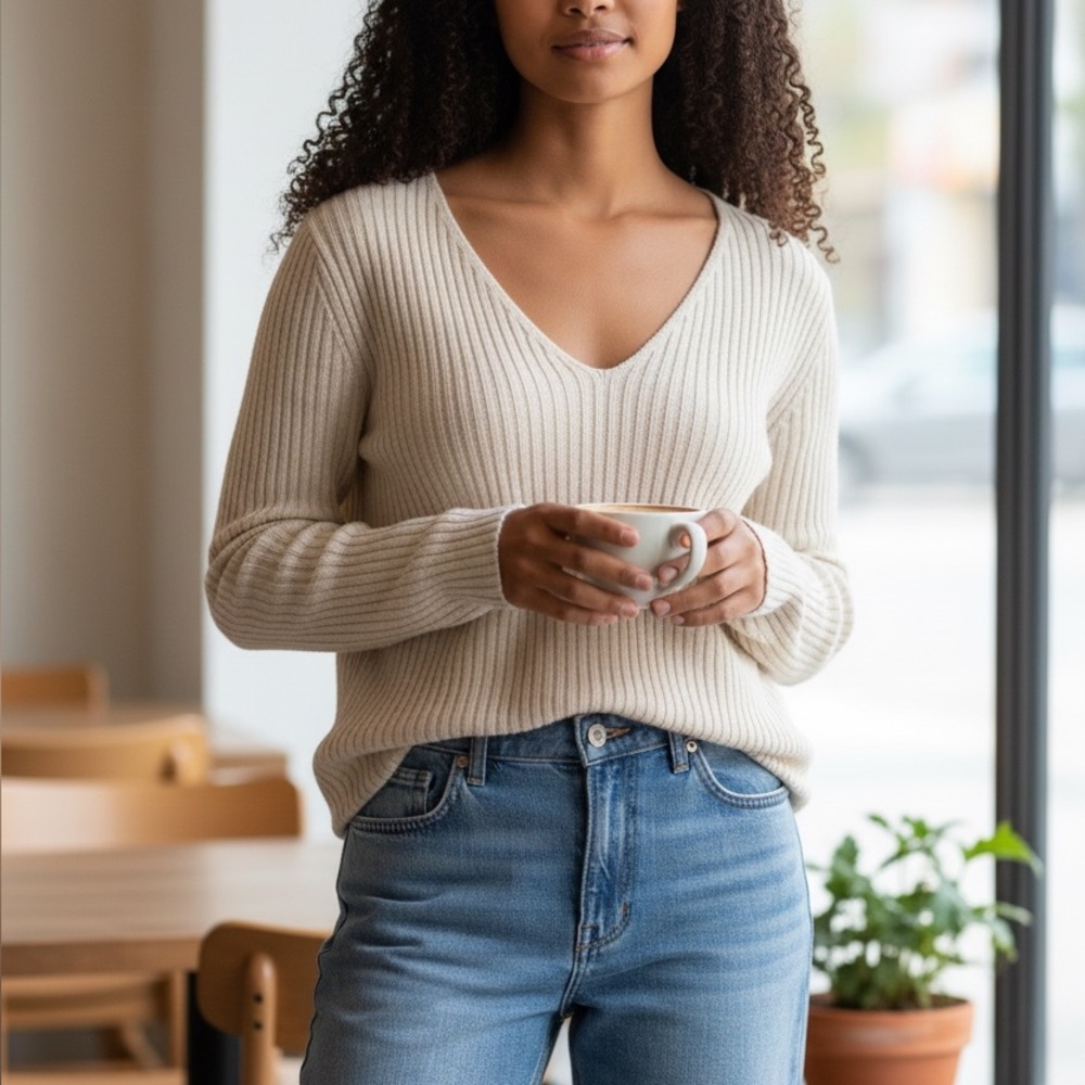 J. Crew Women's Beige V-Neck Sweater